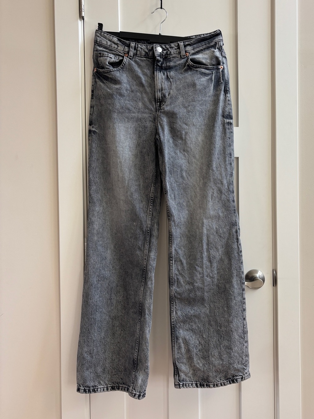 HM Divided Womens Gray Acid Wash Wide Leg High Waisted Jeans Size 8